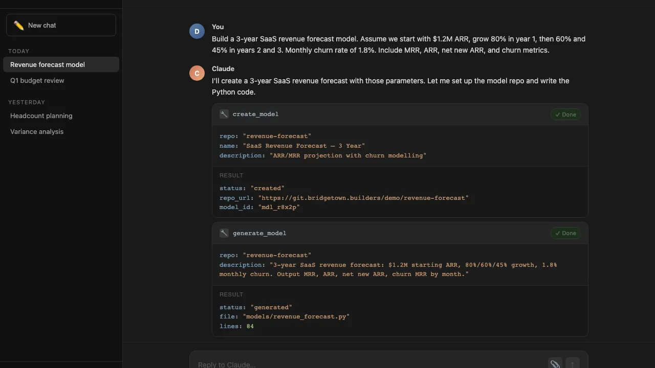Bridge Town model editor with version history panel open